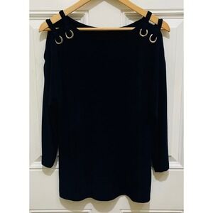 Travelers by Chico's Black‎ Cold Shoulder Long Sleeve Top Size 0